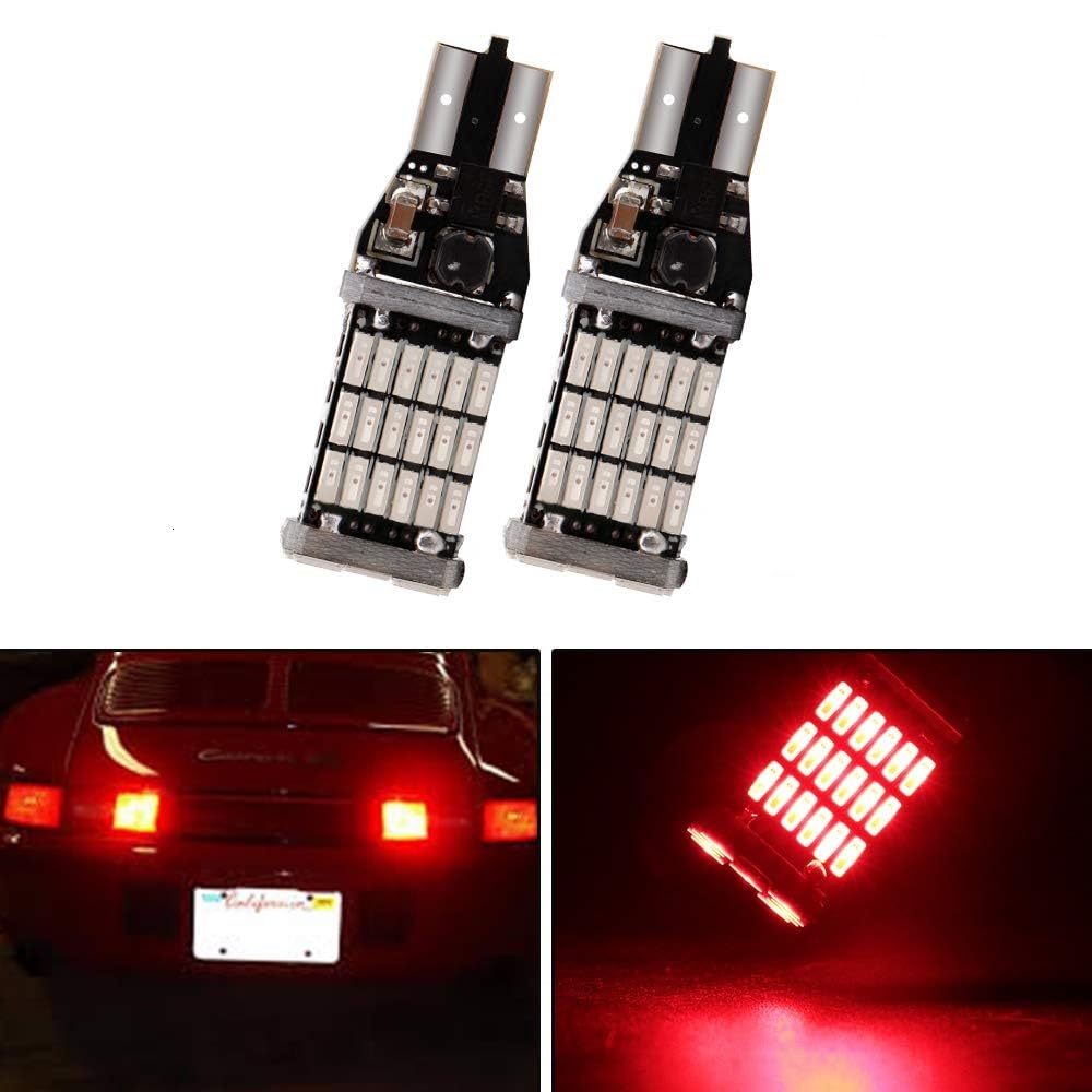 CLOUDSALE T15 LED Bulb Super Bright 45 SMD 10w 1000lm 6000K Canbus Error Free Bulbs Fit For Auto Backup Reverse Lights - Pack of 2 (Red)