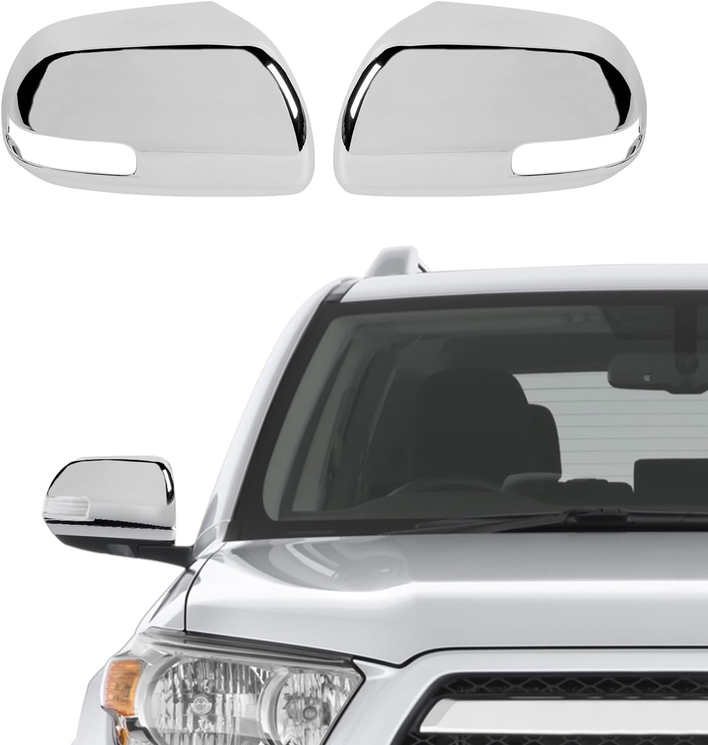 CheroCar Rearview Mirror Covers Caps Compatible with Toyota 4Runner 2010 2011 2012 2013,Door Side View Mirror Cover Caps Trims Accessories (Black Carbon Fiber)