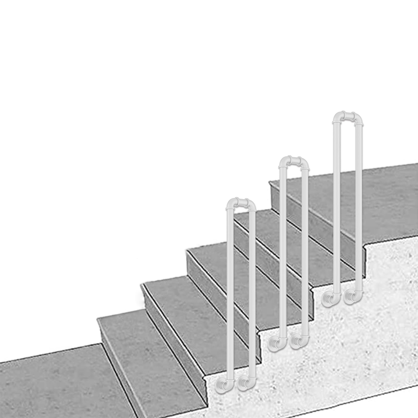 Rambarde d'escalier en U pour sécuriser la marche du jardin et l'accès extérieur de la maison