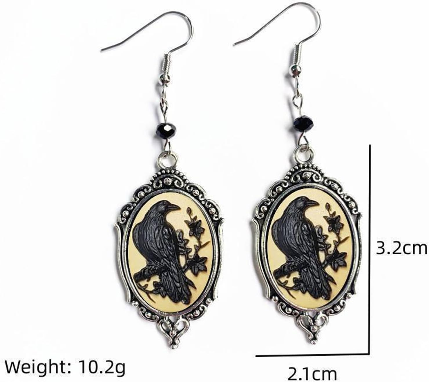 Gothic Raven Cross Glass Dangle Earrings,Vintage Victorian Drop Earrings Goth Crystal Gem Crow Earrings Mystic Witch Halloween Jewelry Gift Accessories - Image 5