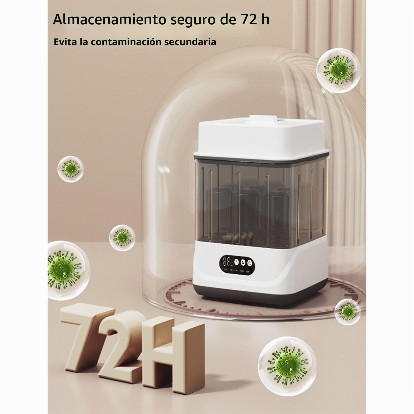 Asixxsix Lavador, esterilizador secador de biberones, 2 en 1, con doble capa temporizador, secador eléctrico con capacidad para 6 a 12 biberones accesorios para bebés y extractores (Enchufe de la UE)