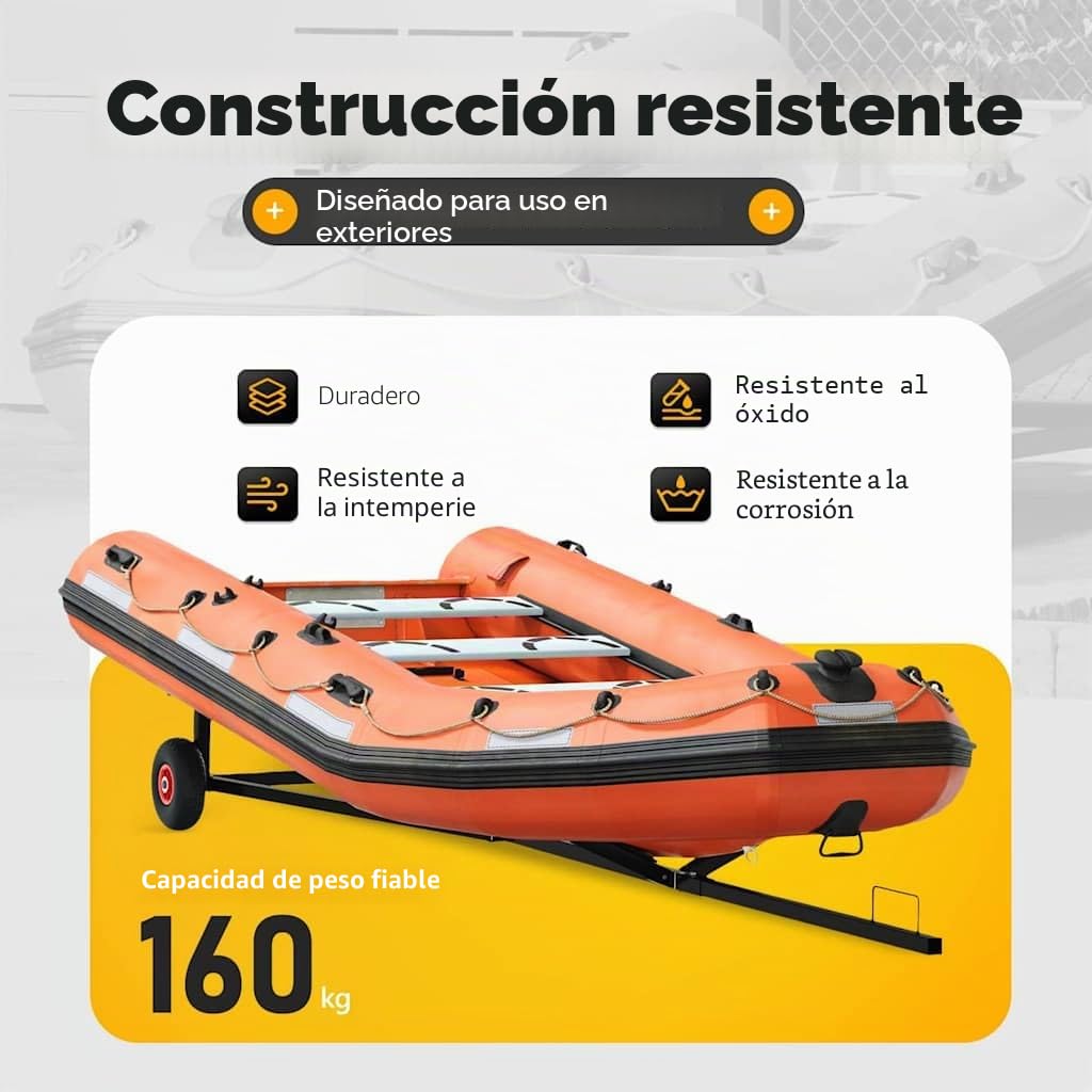 vidaXL Remolque para Barcos Plateado 302 x 107 x 42 cm Acero, Innovaciones para jardín y terraza, Remolque Exterior Duradero, transportador de Botes, Estructura de Acero