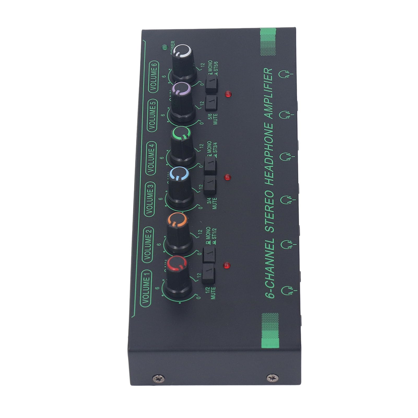 Amplificatore per Cuffie a 6 Canali, Amplificatore Audio Mono Stereo Portatile con Adattatore di Alimentazione, Mini Splitter per Cuffie Ultra Compatto con Jack per Cuffie 6×3,5