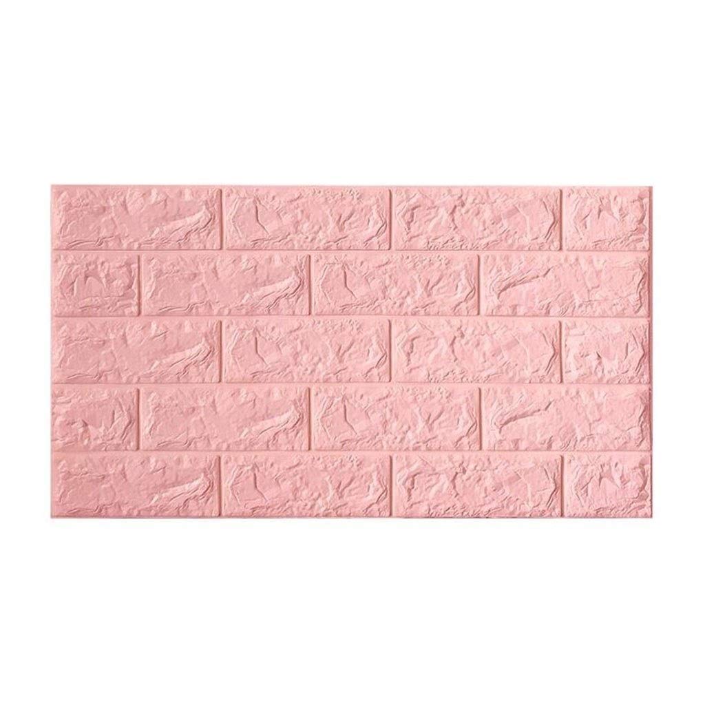 Panneaux muraux auto-adhésifs 3D en mousse rose de 70x38 cm pour décoration murale