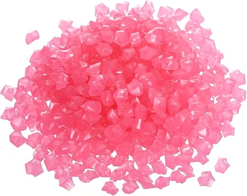 MECCANIXITY 300 piedras brillantes de 8 a 0.394 in brillantes para decoración en la oscuridad, piedras luminosas, decoración de bricolaje rosa