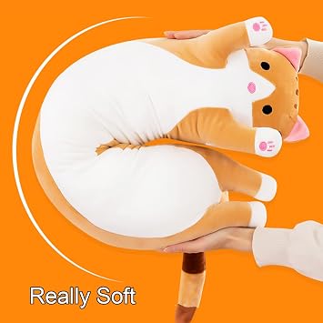 Kekeso Giant Cat Pillow Plush Cartoon Kitty Sleeping Hugging pillow, Cuddly Soft Long Kitten Body Pillow Doll Cat Toy for Kids Girlfriend (Yellow, 130cm/51.18inch)