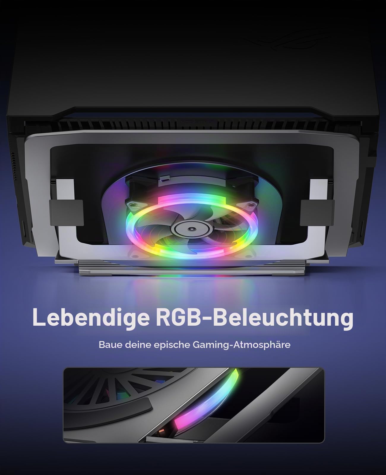 ORICO Laptop Ständer aus Aluminium mit USB-Lüfter, Ergonomisch, Höhenverstellbar und Klappbar für Laptops bis 17 Zoll, RGB – NSF1, Silber
