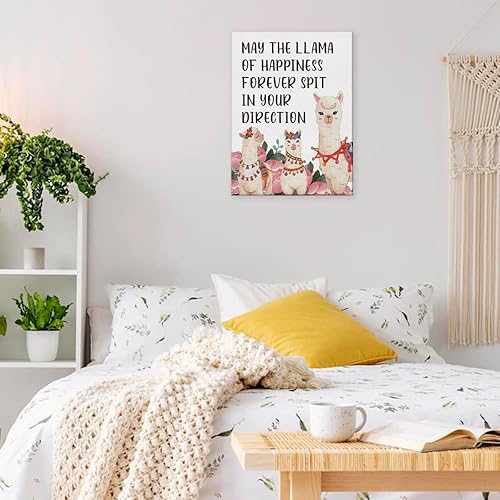 Miniatura 6 de Arte inspirador motivacional para pared, póster con texto en inglés "May the Llama of Happines", pintura enmarcada para decoración del hogar, 12 x