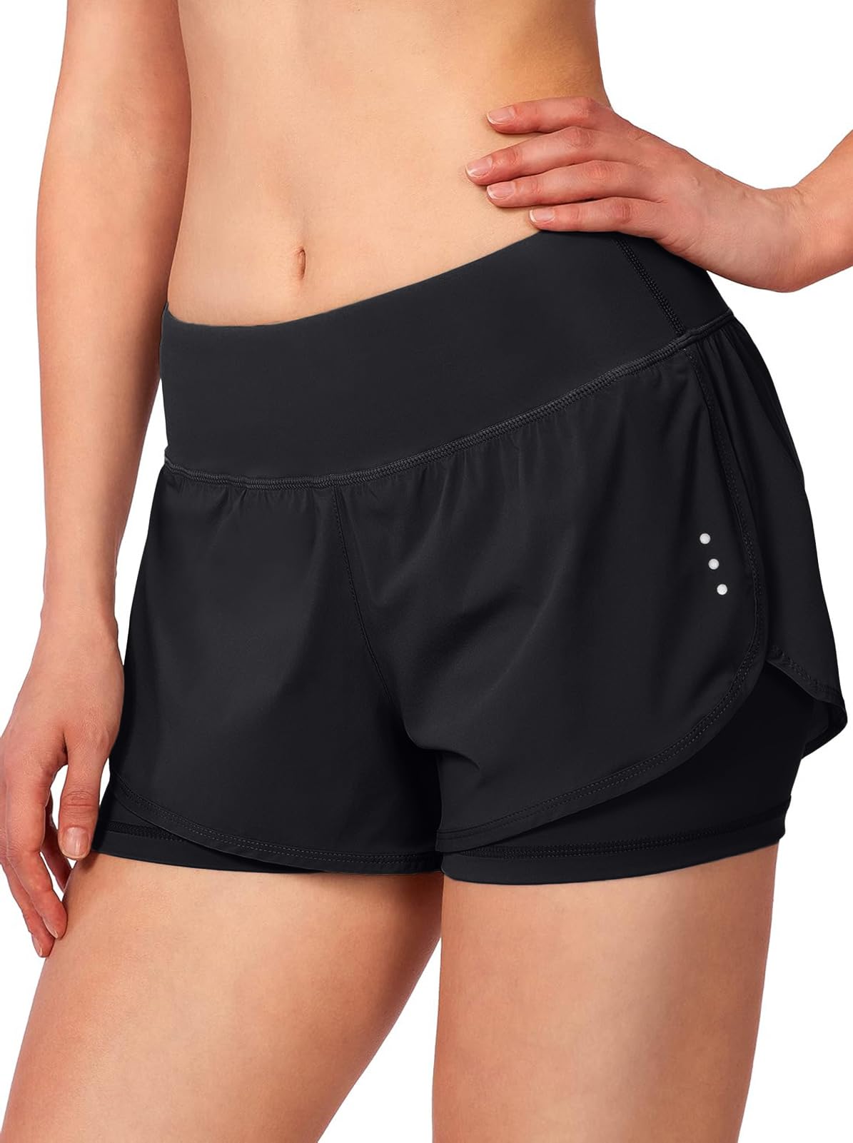 Sport Shorts Damen Sommer Sporthose Damen Kurz Hose 2 in 1 Laufshorts Schnelltrocknend Running Gym Training Fitness Yoga Jogging Shorts mit Taschen