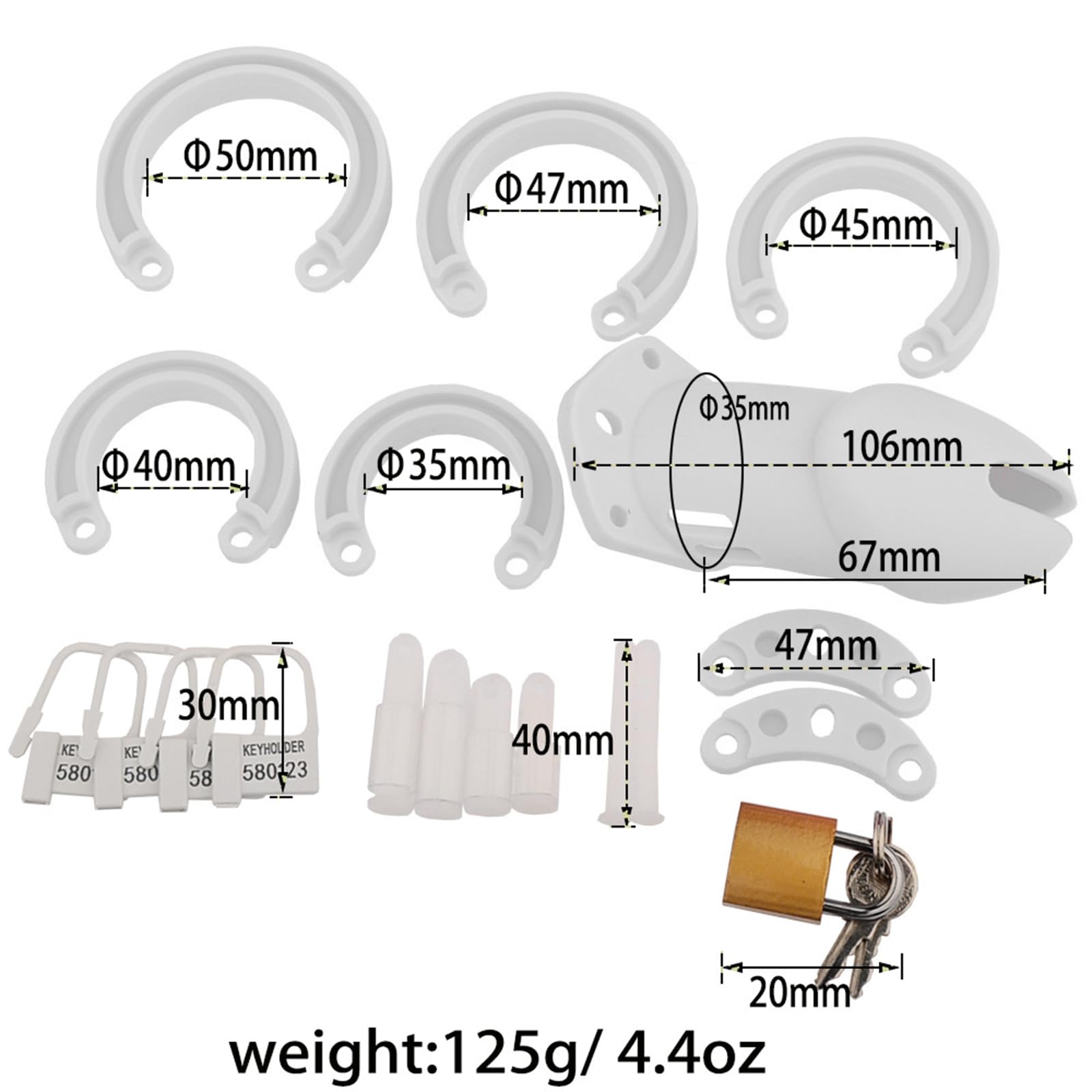 BDSMYEE Chastity cage in Silicone, Gabbie per Pene con 5 Anelli per il Pene, cock cage per uomo, gabbia castità gabbietta di castità per Prevenire L'erezione (Trasparente, Lungo)