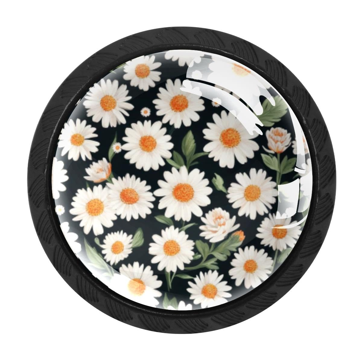 4 PCS Cabinet Knobs, Tropical Daisies Flower Drawer Knobs Dresser Handles