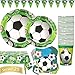 Duocute Forniture per Feste di Calcio Set 102 Pezzi Servizio da Tavola Tema Sportivo per Compleanno Bambini Stoviglie Include Piatti Tazze Tovaglioli Tovaglia e Banner(25 Ospiti)