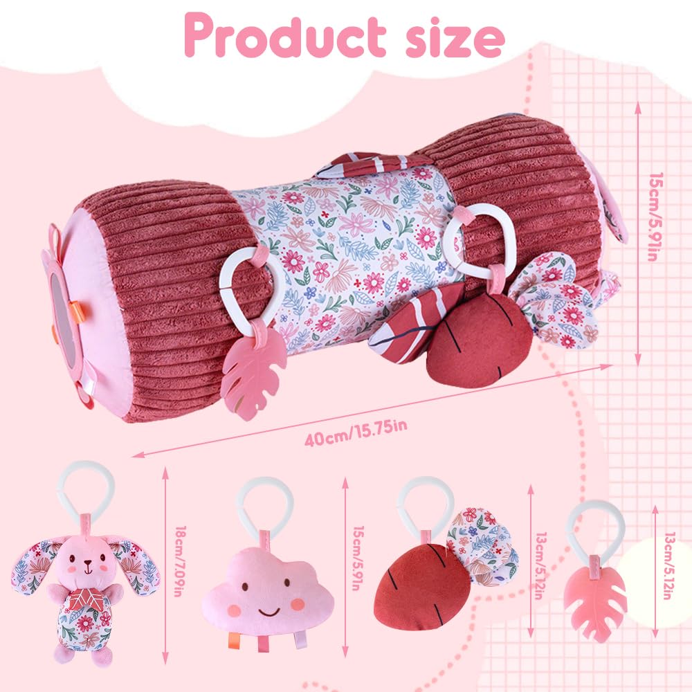 RNPKZ Tummy Time Pillow for Babies Tummy Time Roll with Integrated Rattle & Squeaker - Image 2