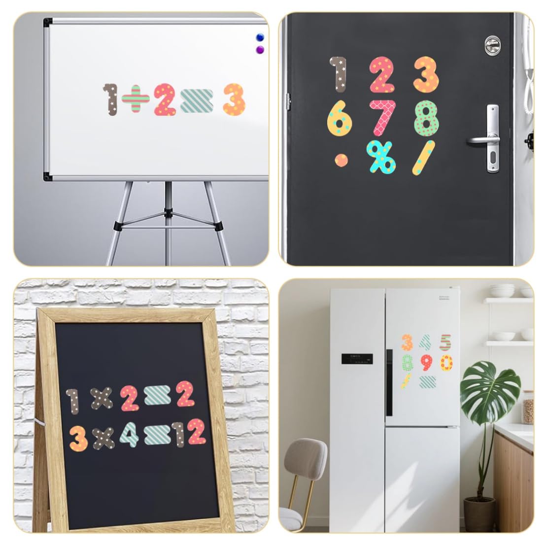 Magnetische Zahlen und Mathematik-Symbole, Lernen, Lernen, weich, magnetisch, Kühlschrankmagnete, Mathematikerkennung, Whiteboard, Kühlschrank, 90 Stück