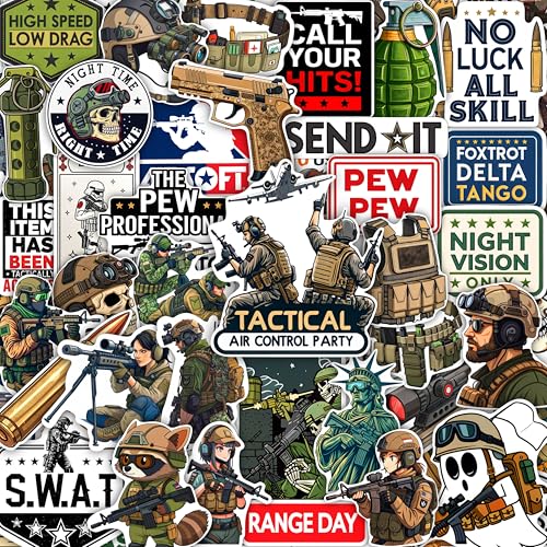 100Pcs Tactical Stickers for Men Gun Sticker Pack - Gifts for Gun Enthusiasts - Funny Military Decals - Gift for Women & Men