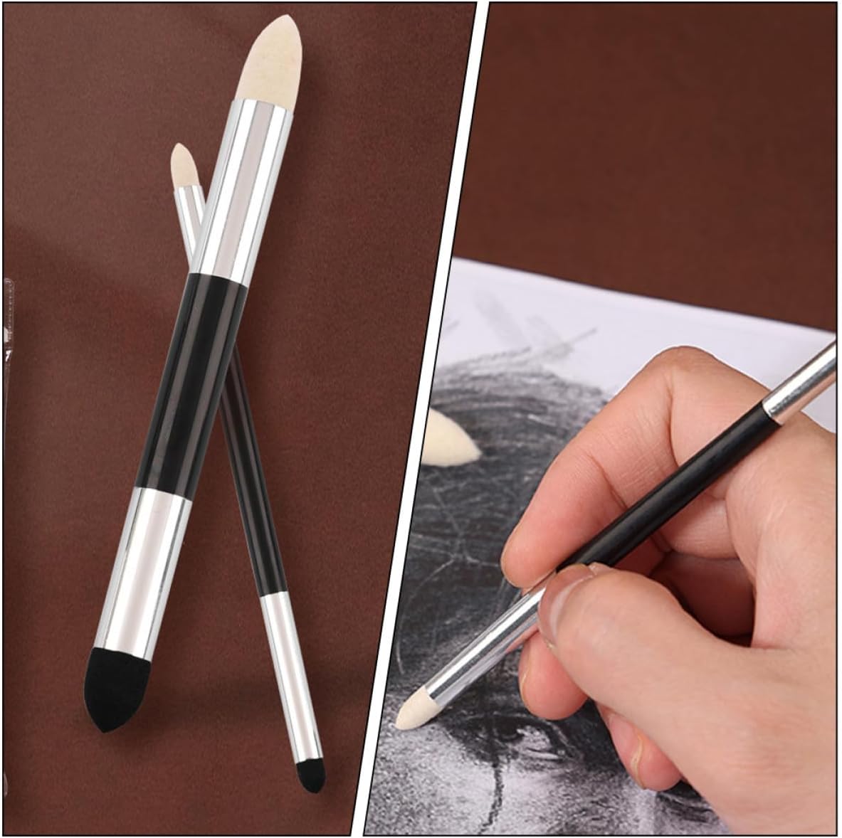 2pcs Sketch Smudge Erase Tool Blending Sponge Pen Set Washable Highlighter Art Supplies for Drawing and Painting Beginners
