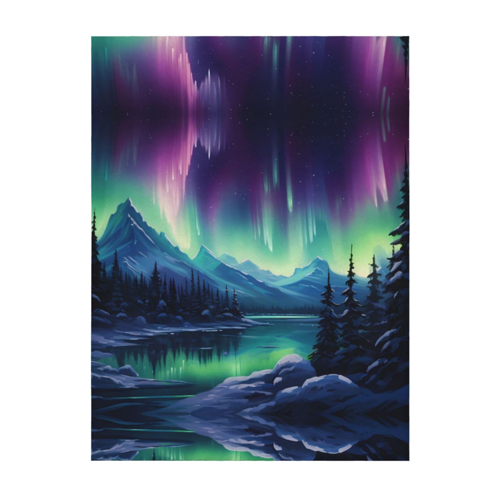 Couverture super douce peinture aurores boréales 203x152 cm pour lit