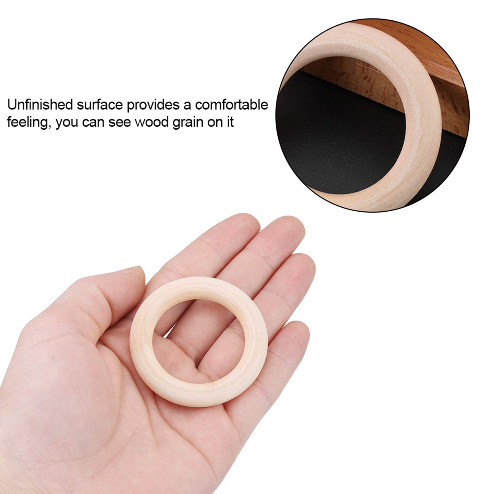 PATIKIL Anillos De Madera De 20mm Para Manualidades, Paquete De 100 Anillos De Madera Natural Sin Acabar Para Adornos De Navidad, Macramé Y Manualidades Diy