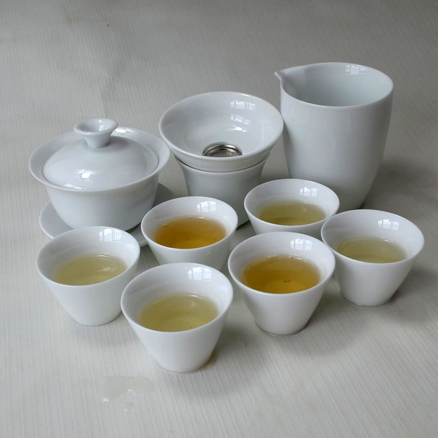 Gaiwan Teacup Chinese Gongfu Tea Set High White Porcelain Ceramic Gift Box (douli cup)