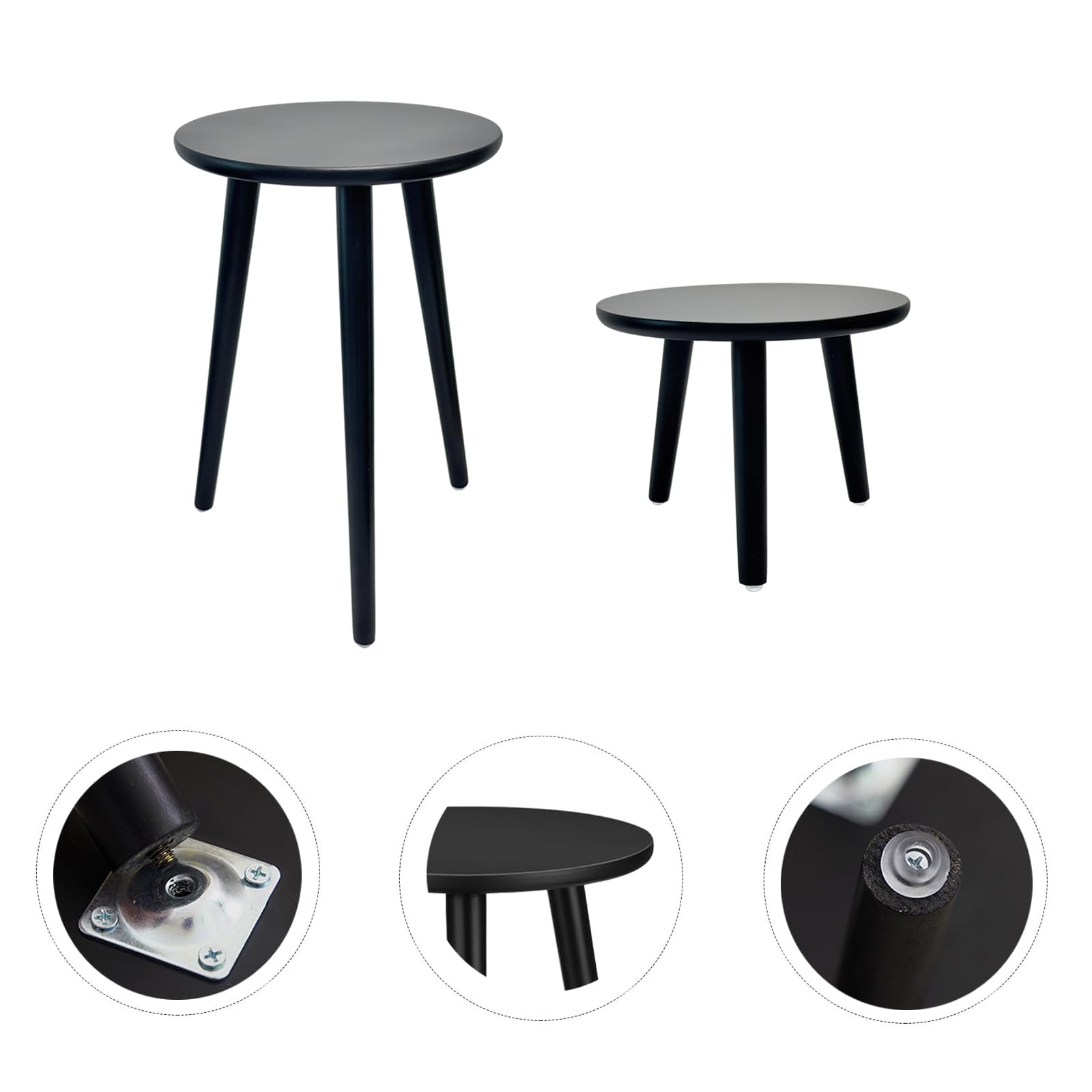 Hniuyun 2 Pack Indoor Plant Stand - Wooden Table for Flower Pots Modern Home Decor, Two Different Sizes, Black - Image 3