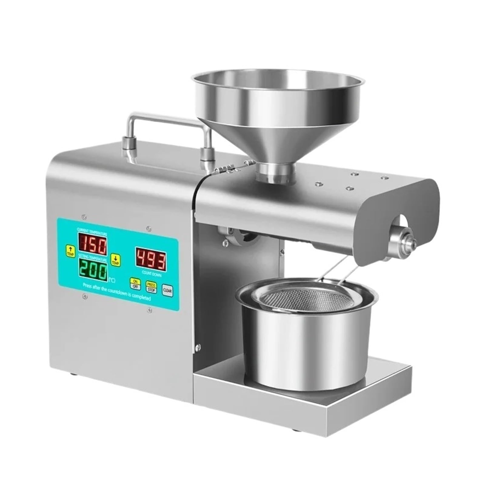 HCZKIUJY Smart Oil Press Electric Household Stainless Steel Intelligent Commercial Small Cold&hot Intelligent Temperature Control