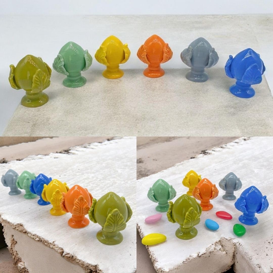 Doni Bomboniere Kit 6 pz PUMI Pugliesi in Ceramica Realizzati a Mano in Colori Assortiti con Finitura Lucida Perfetti Segnaposto Matrimonio Cerimonie 18 Anni Comunione Compleanno Eventi Tema Puglia