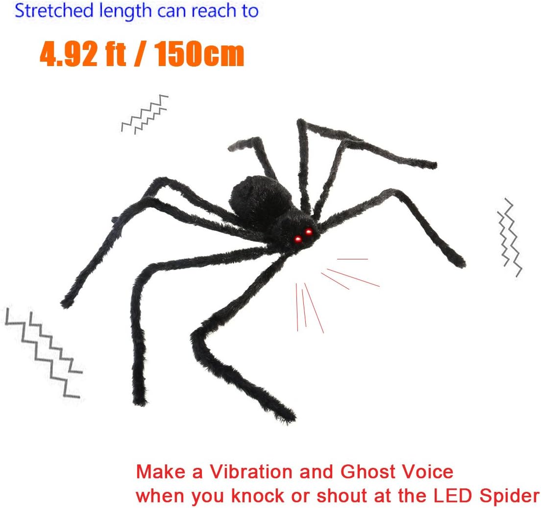 Aatrox Halloween Decorations 100PCS Black Spiders and 150g Web (4)