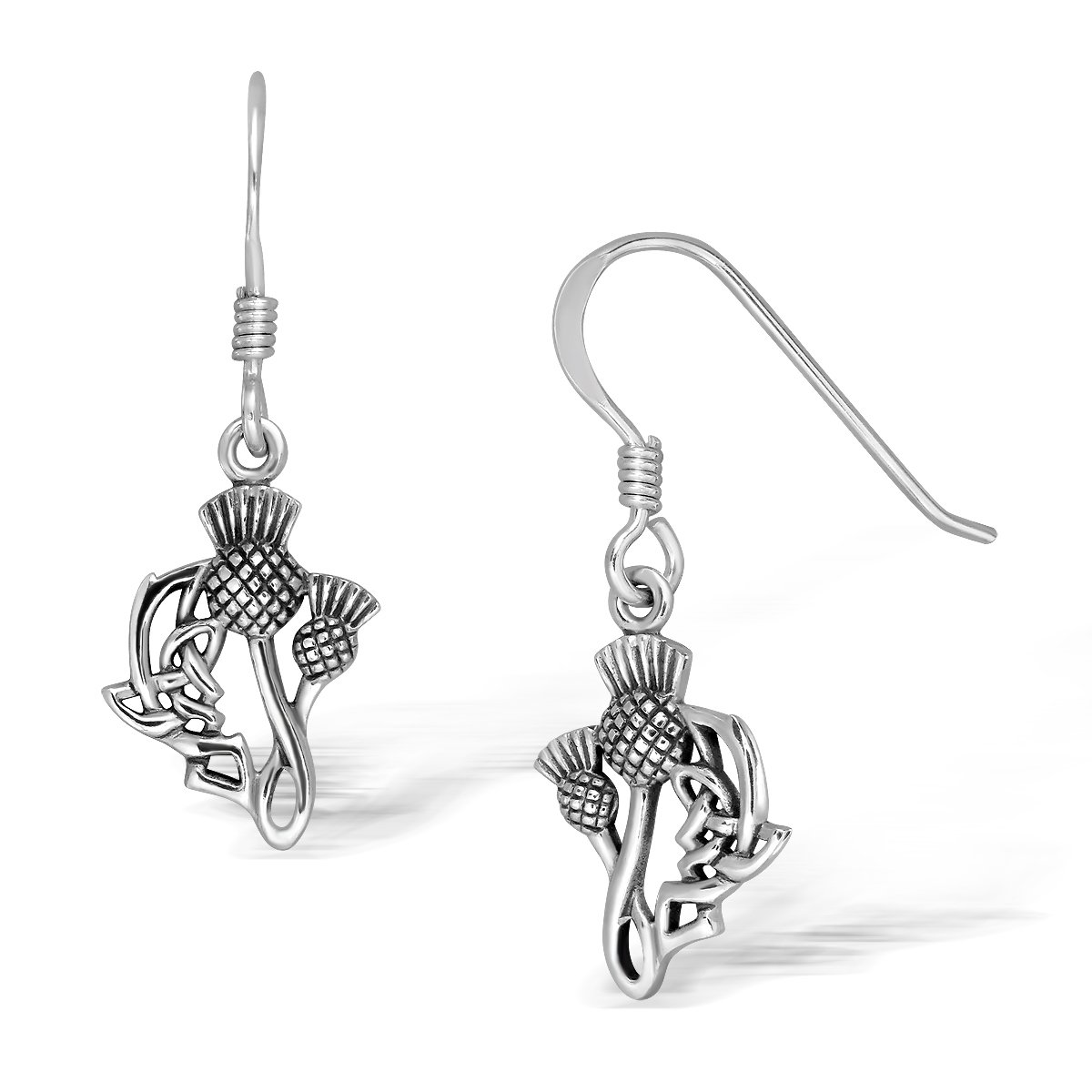 W | S WITHLOVE SILVERWithLoveSilver 925 Sterling Silver Celtic Scottish Thistle Dangle Hook Earrings - Perfect for Thistle Jewelry Lovers