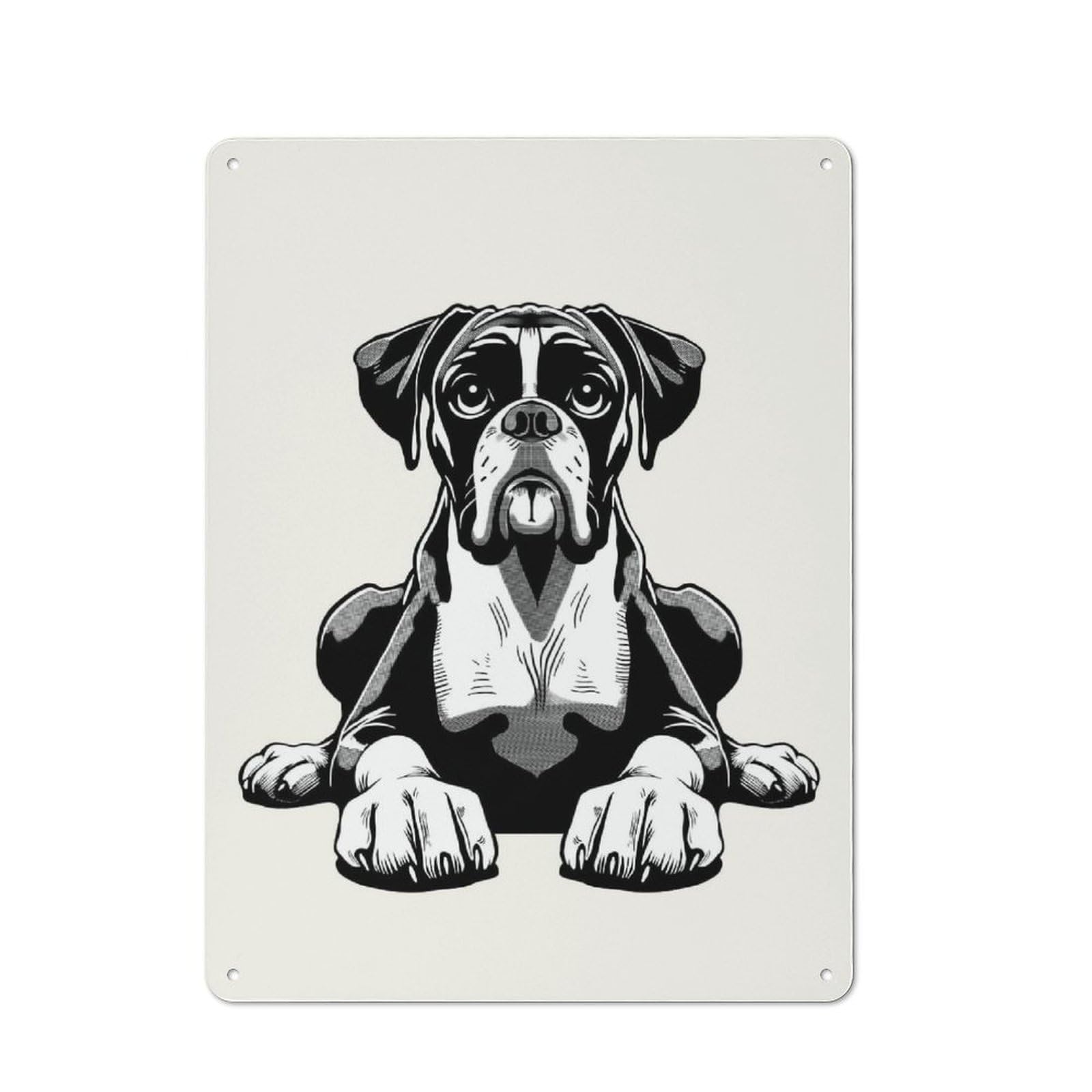 Junmoney Style-1 Tin Wall Plaque 40X30cm With Boxer Dog For Home Bar Wall, New-Space Wall Decor For Hosts Who Enjoy Retro Interiors