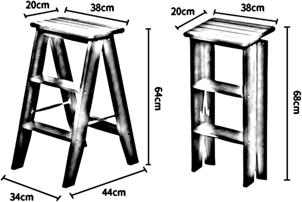Folding Chairs Multi-Purpose Kitchen Portable Solid Wood Small Ladder Stool Three Steps with a seat Cover Furniture (Color : White, Size : 4#)
