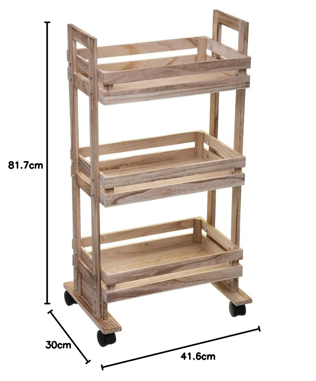 Five – Carrello su ruote in legno di Paulownia Esprit Cagette H 82 cm