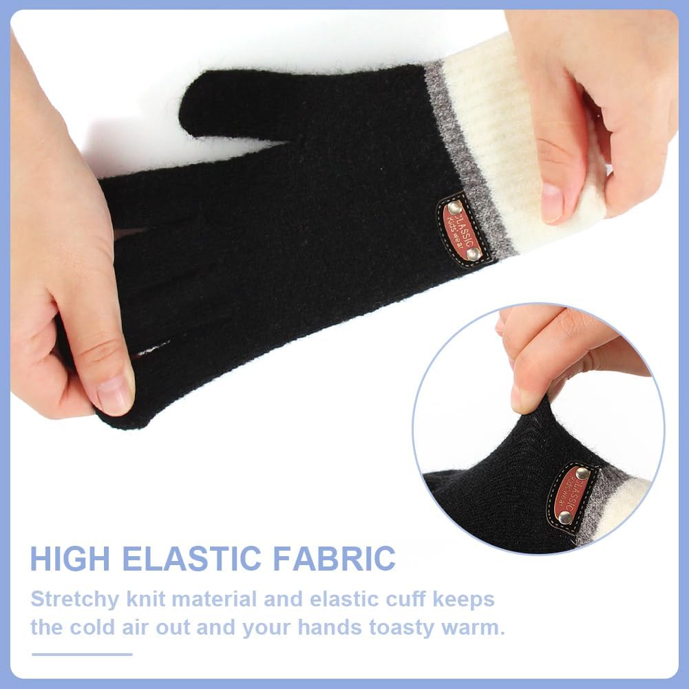 6 Pairs of Kids Gloves Boys Winter Gloves Stretchy Full Fingers Knitted Gloves Wool Fleece Lined Mittens - Image 4