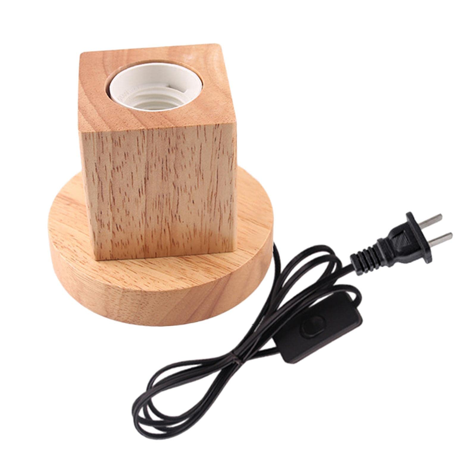 MERISHOPP™ E27 Wood Base Table Lamp Bulb Socket Holder Decor Night Light 10X6X6Cm|Home & Garden|Lamps Lighting & Ceiling Fans|Night Lights-image-45