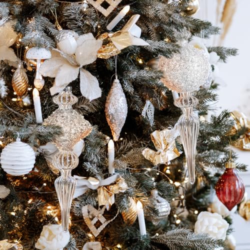 KI Store weihnachtskugeln Weiss transparenti Glas 4 Stücke Ornamente für Weihnachtsbaum Christbaumkugeln Glas Weihnachtsdekoration Kugeln – Ansicht 3