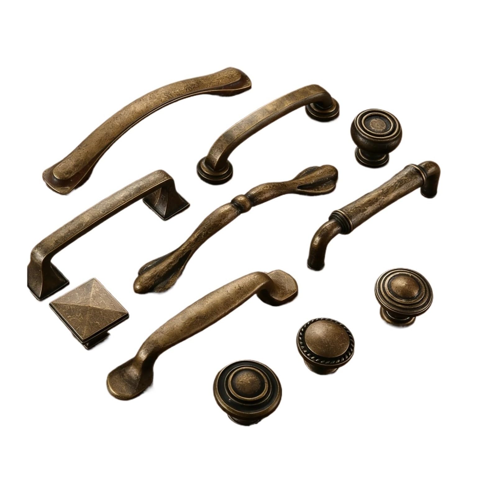 YONMLEDO Brass Vintage Drawer Handles 2pcs Vintage Wardrobe Door Handle Antique Bronze Cabinet Pull Single-Hole Drawer Knob Drawer Handle Furniture Hardware Accessories(659-96mm)