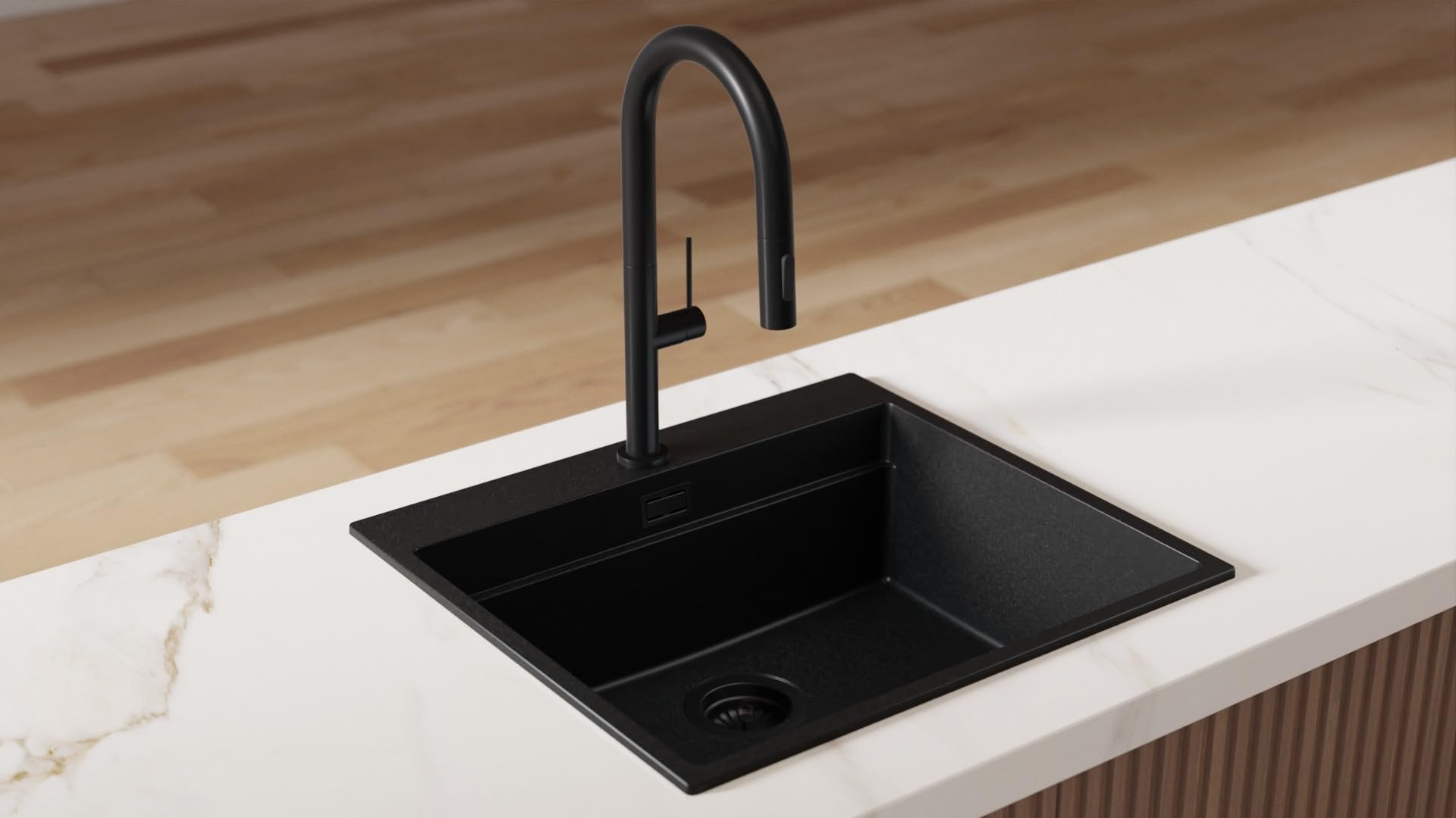 PRIMAGRAN Grifo de cocina 9020 negro con dos tipos de chorro, Grifo de alta presión, Grifo de Fregadero con caño extraíble
