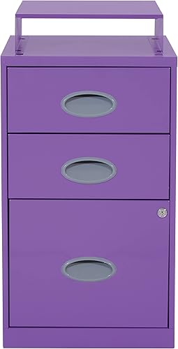 Miniatura 8 de OSP Home Furnishings - Archivador de metal con 3 cajones y estante superior, color morado