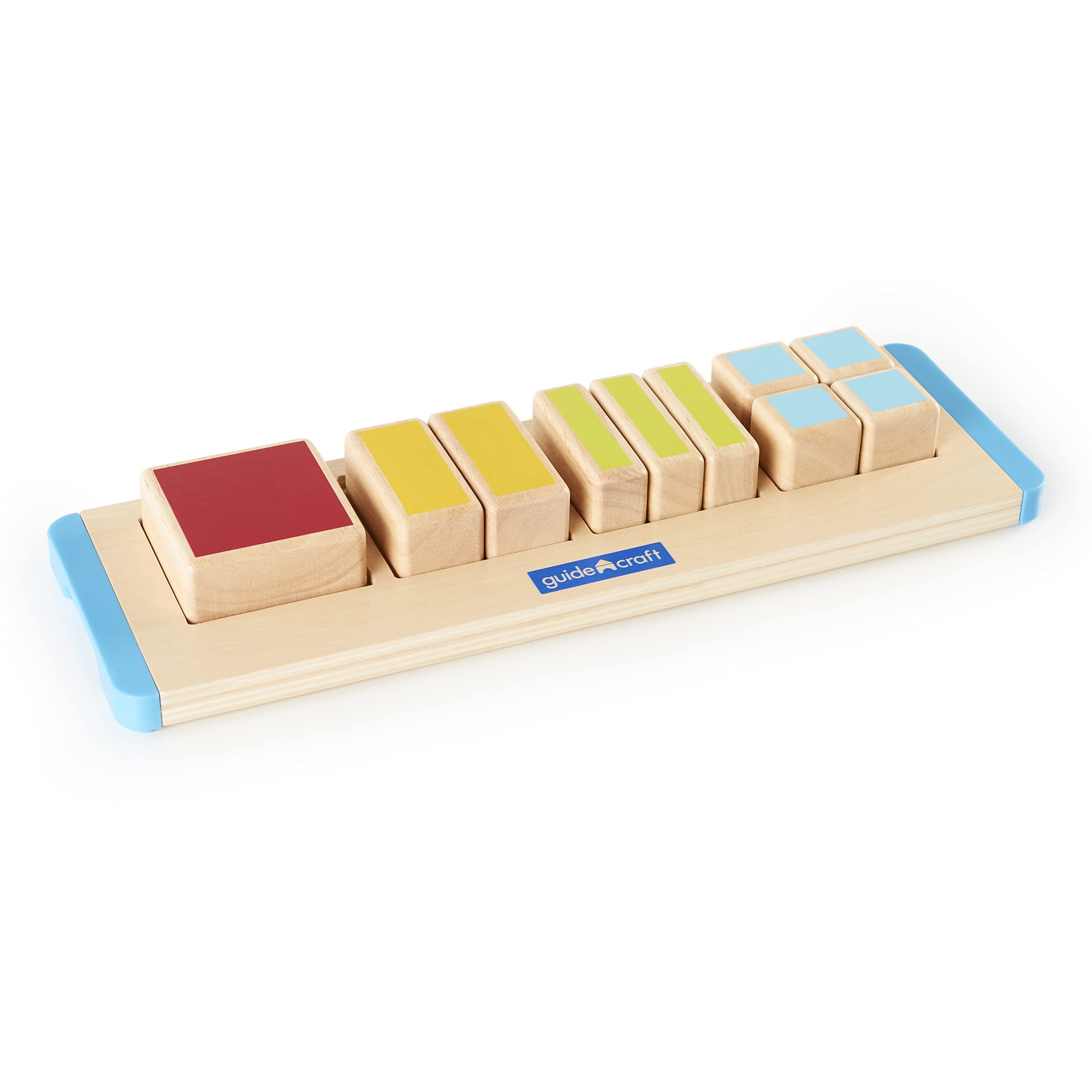 Guidecraft Coloridas fracciones cuadradas de iniciación – Juguetes de madera de desarrollo temprano para niños, juego estimulante de habilidades matemáticas