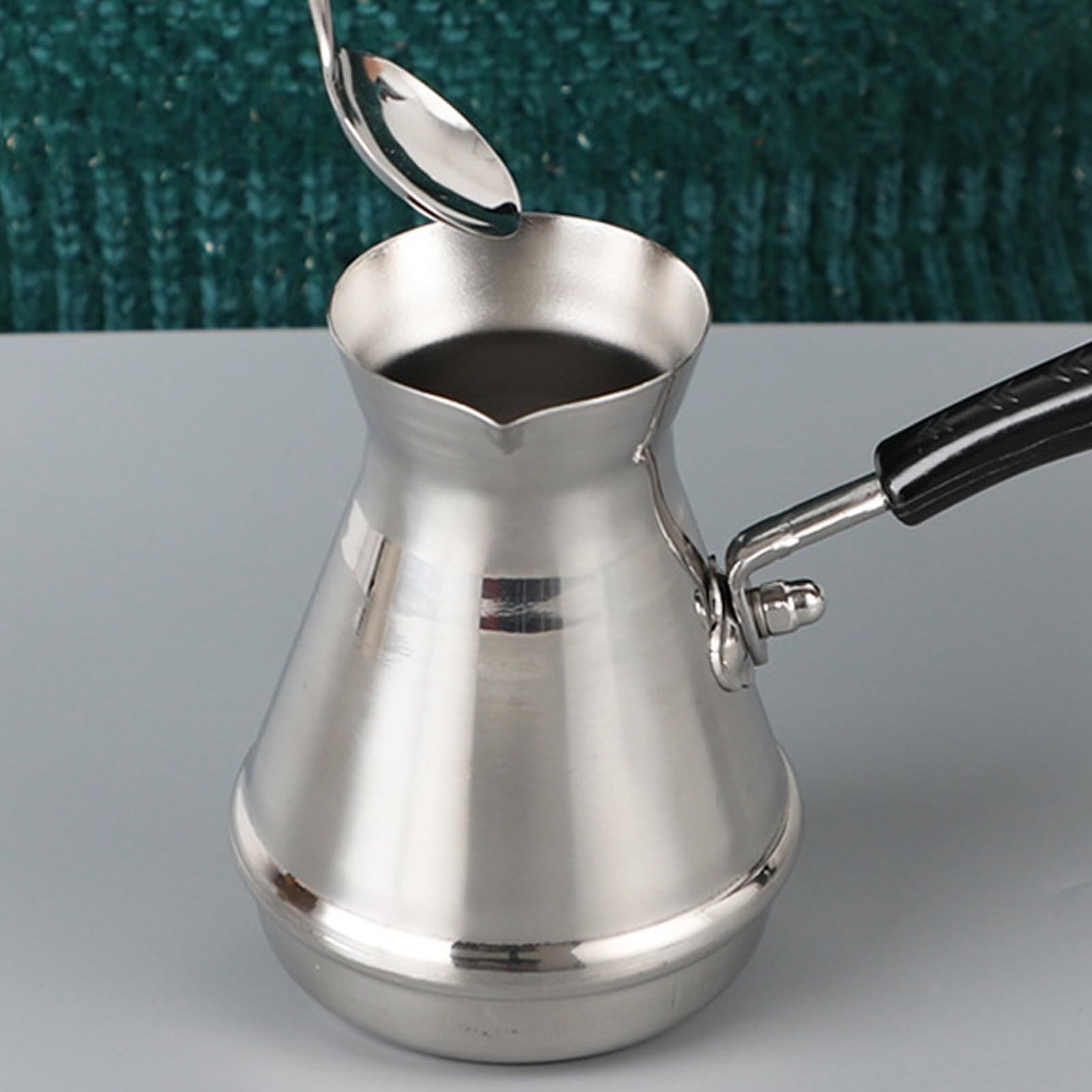 SIXRUN Juego de Turca de 2 Piezas, Tetera de Acero Inoxidable con Largo para el Hogar, Cocina y Oficina (850ml)