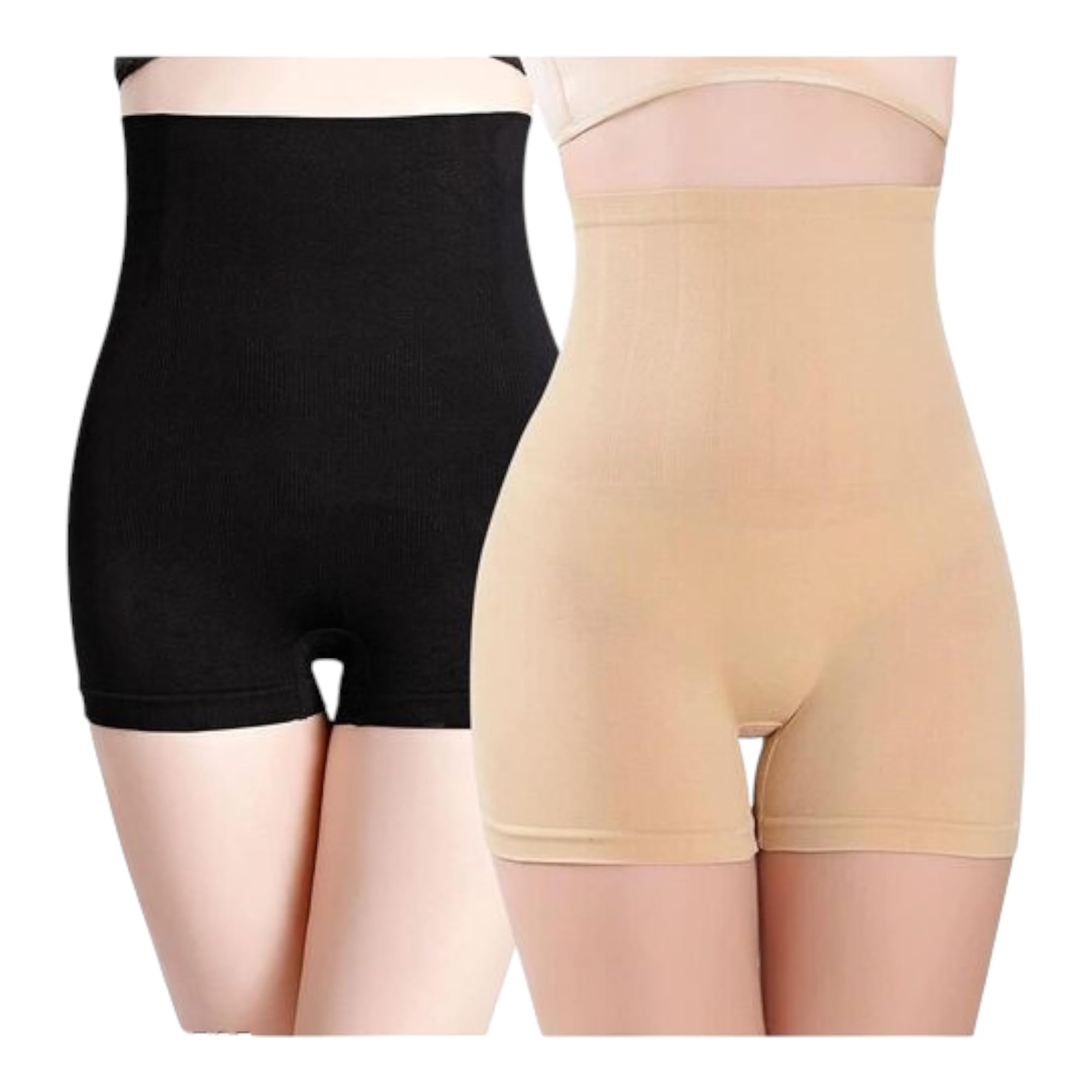 Pack of 2 High Waist Tummy Control Shapewear Shorts for Women | Seamless Body Shaper Under Dress | Invisible Slimming Shorts-image-27