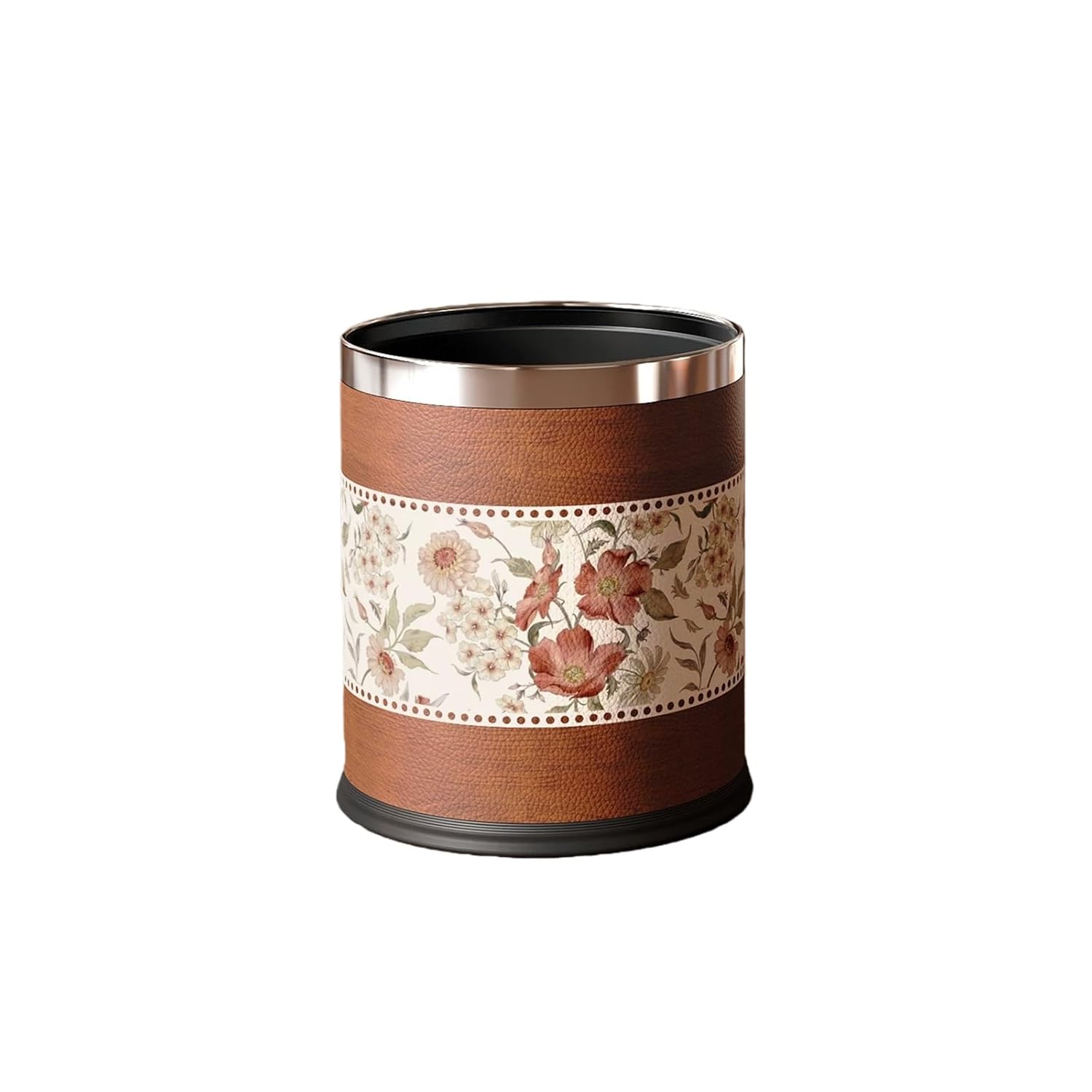 Decorative Metal Wastebasket, Double Layer Trash Can for Bathroom Round Garbage Bin Waste Basket Container for Kitchen Home Office Hotel(10L)