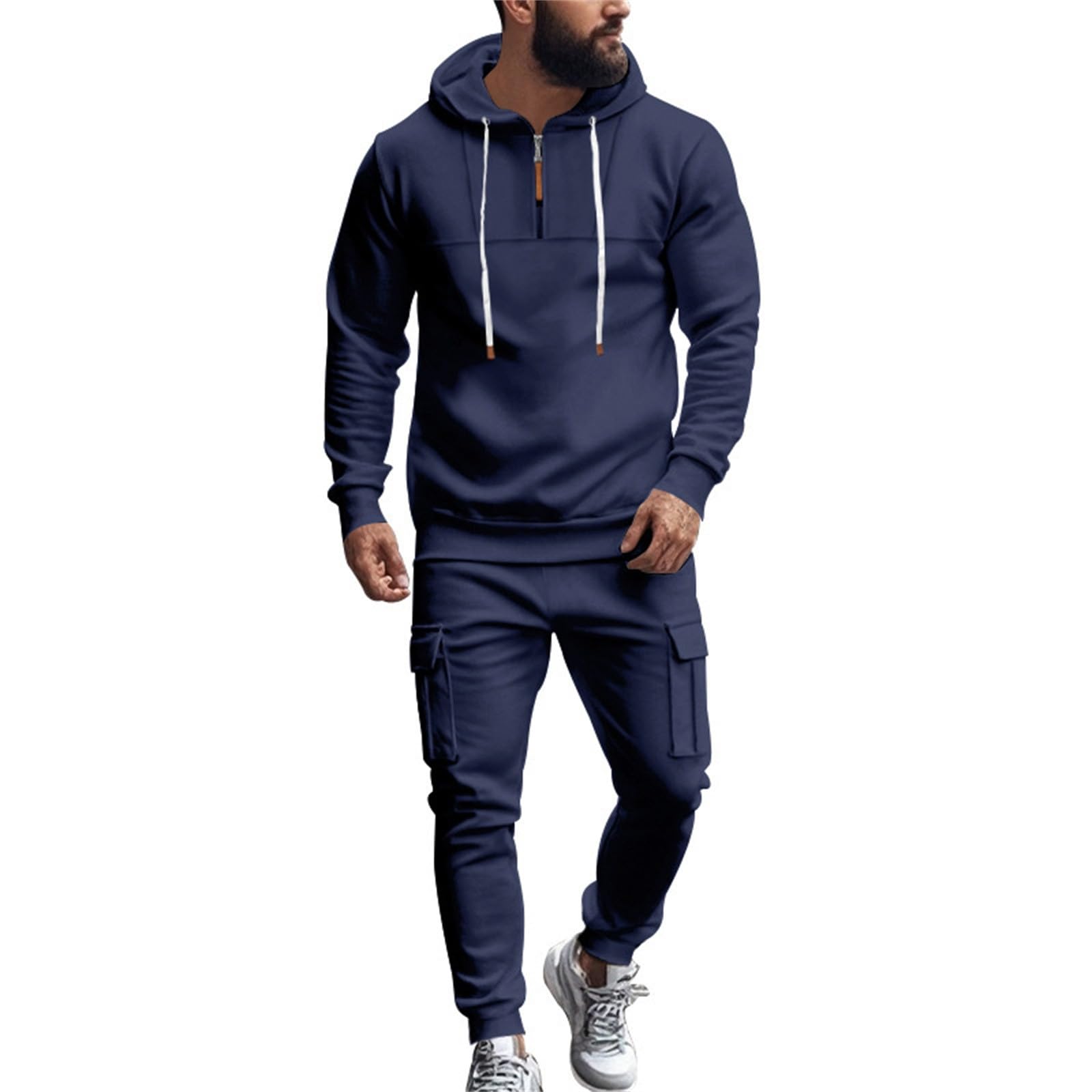 Conjunto de sudadera para hombre para otoño e invierno, pantalones largos pesados con forro polar, casual, holgado, a la moda, sudadera con capucha de gran tamaño, ropa de calle, uso diario