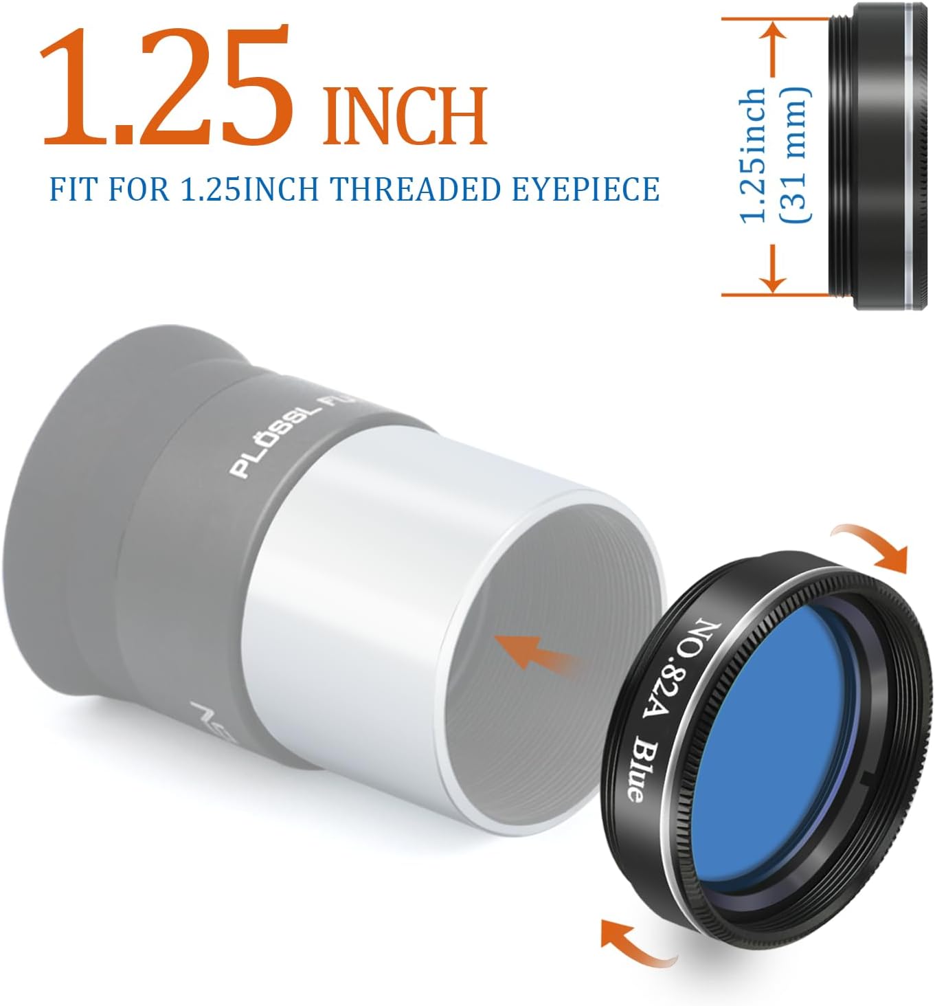 Telescope 82A Blue Filter, 1.25inch Planetary Filter for Telescope, Optical Glass, Aluminum Frame