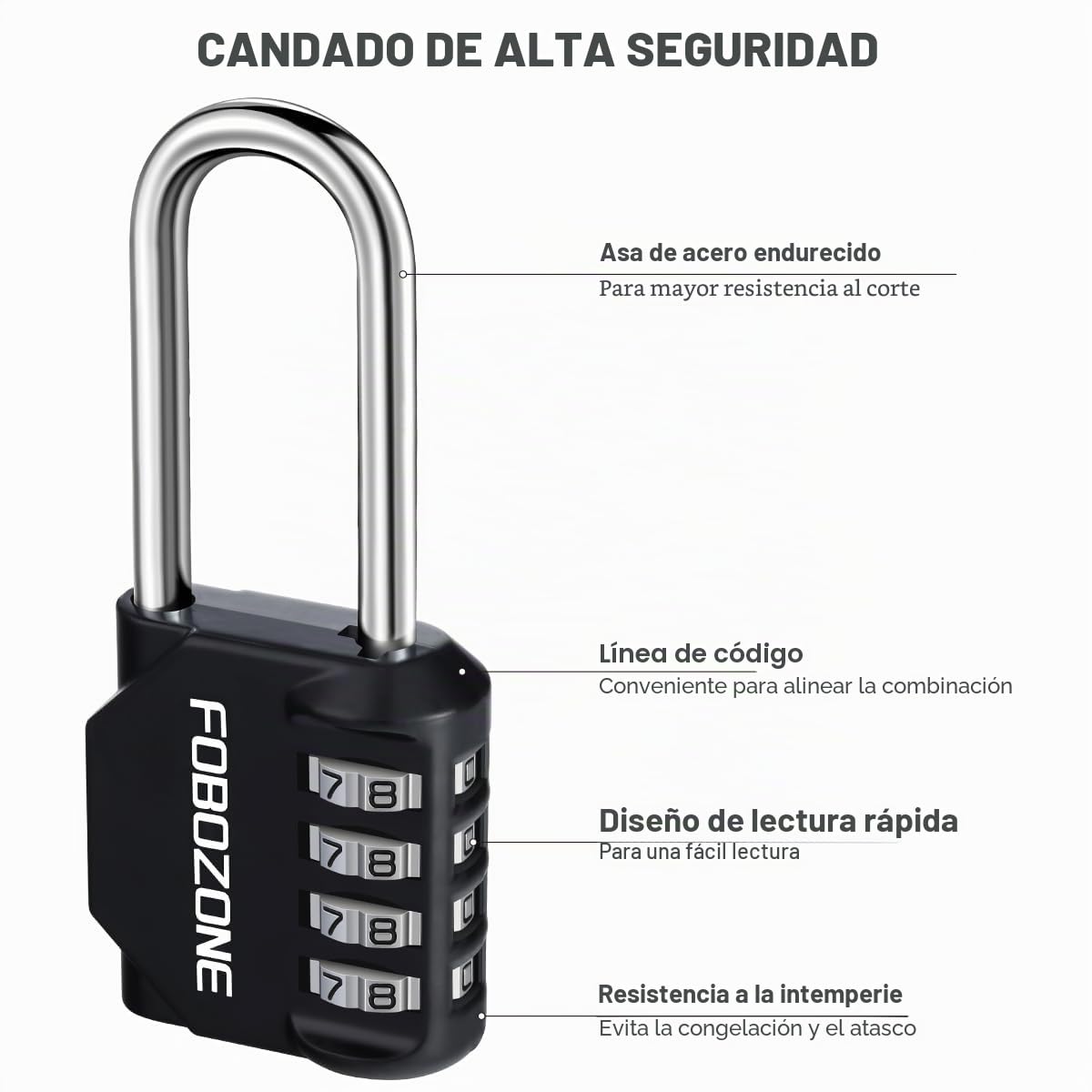 Candado de Combinación, Candado Taquilla Numérico 4 Dígitos Impermeable en Aleación de Zinc, Cerradura de Seguridad para Gimnasio, Escuela, Natación, Maleta, Caja de Herramientas y Uso Exterior