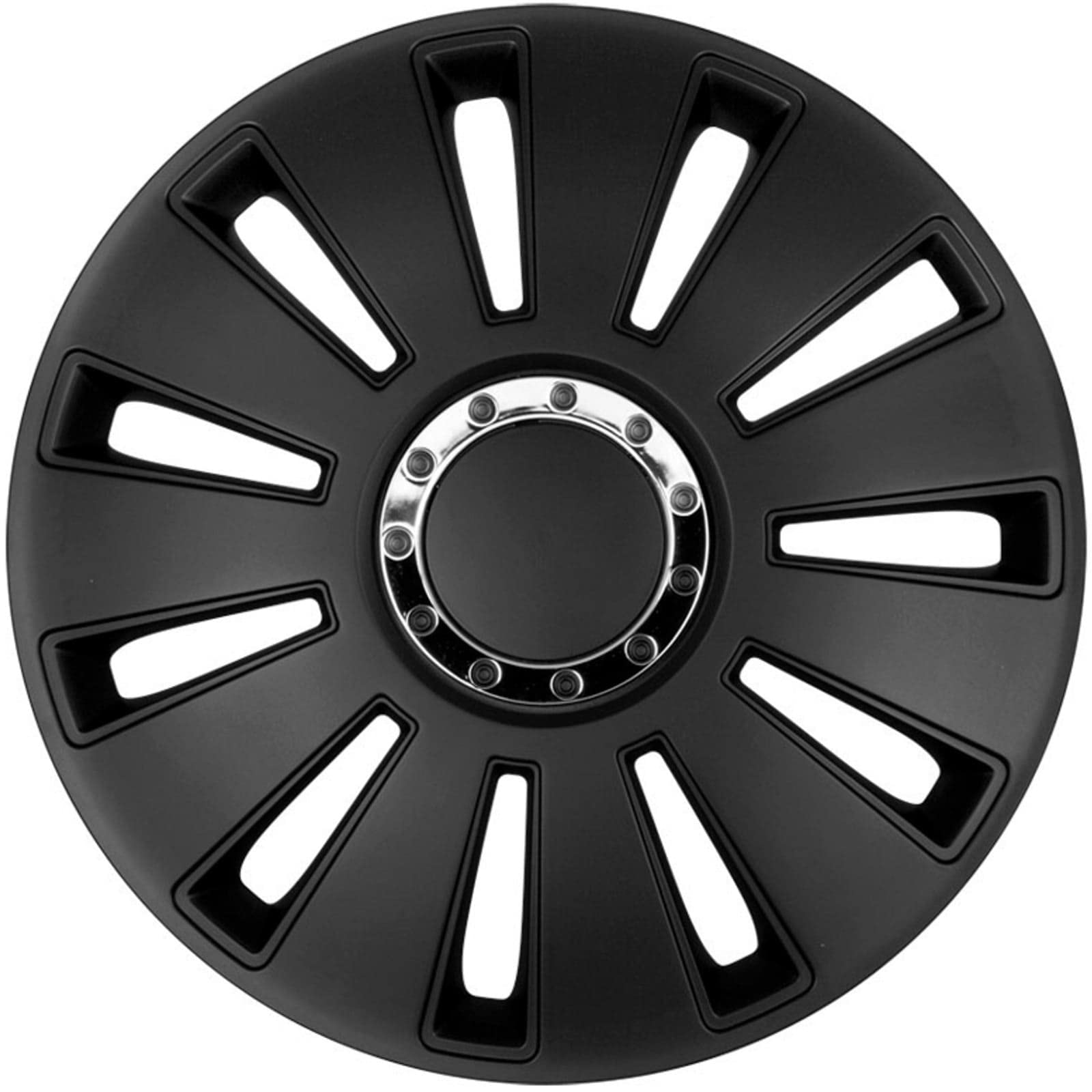 Copricerchi di alta qualità, 17 pollici, colore nero opaco, con anello cromato, set da 4 copricerchi per cerchioni in acciaio, copricerchi per una protezione ottimale dei cerchioni