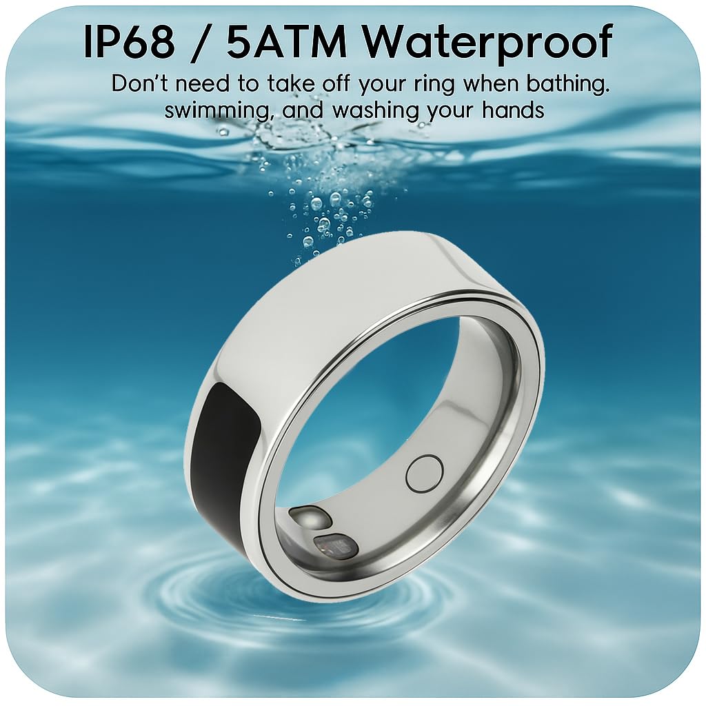 Bague intelligente avec contrôle tactile et rappels de vibrations - Étanche pour fitness, sommeil, fréquence cardiaque, suivi des pas, boîtier de charge de 30 jours, idéal pour les couples, compatible