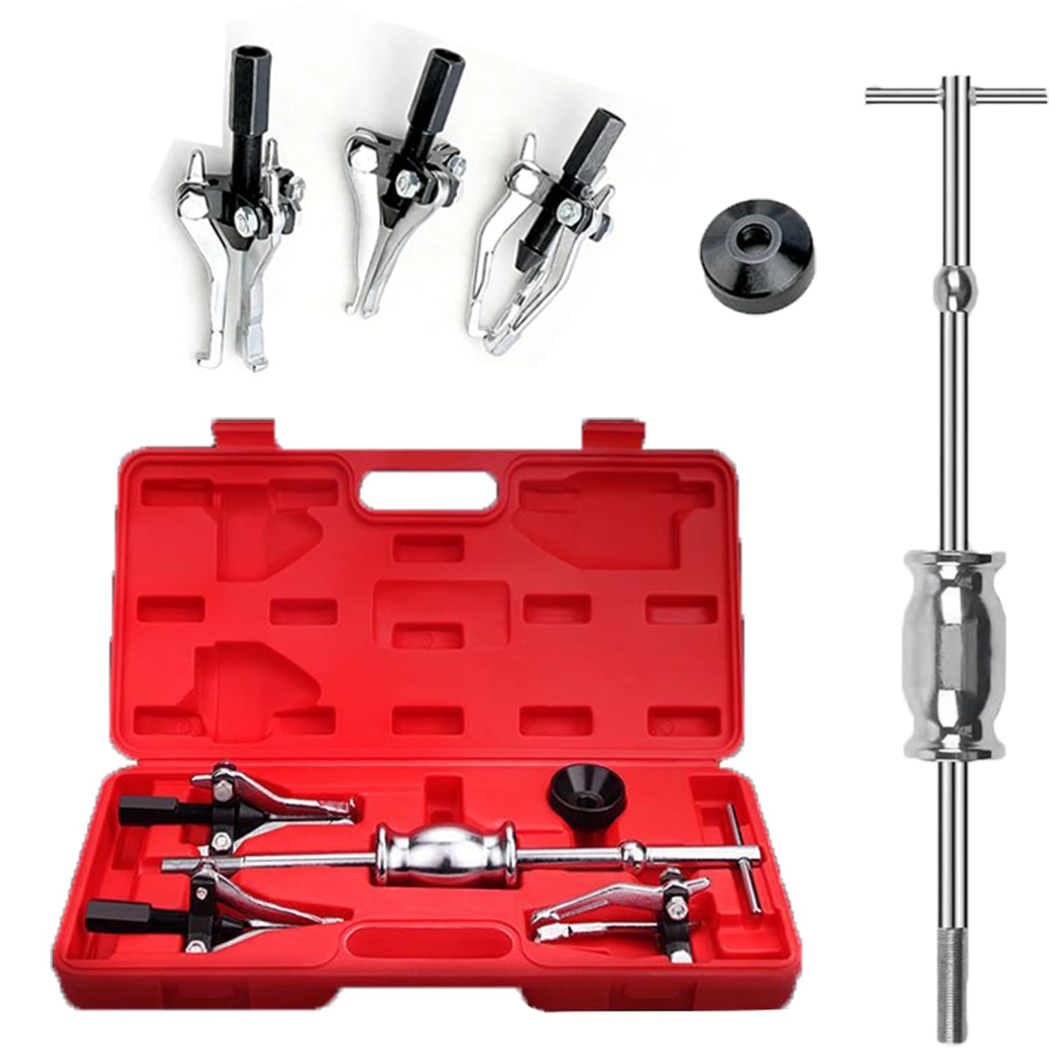 Extractor De Engranajes,5 PCS Extractor De Rodamientos,Extractor De Rodamientos De Acero Con Martillo Deslizante 3 Patas De Acero,Para Mantenimiento y Desmontaje De Máquinas De Poleas Dentadas