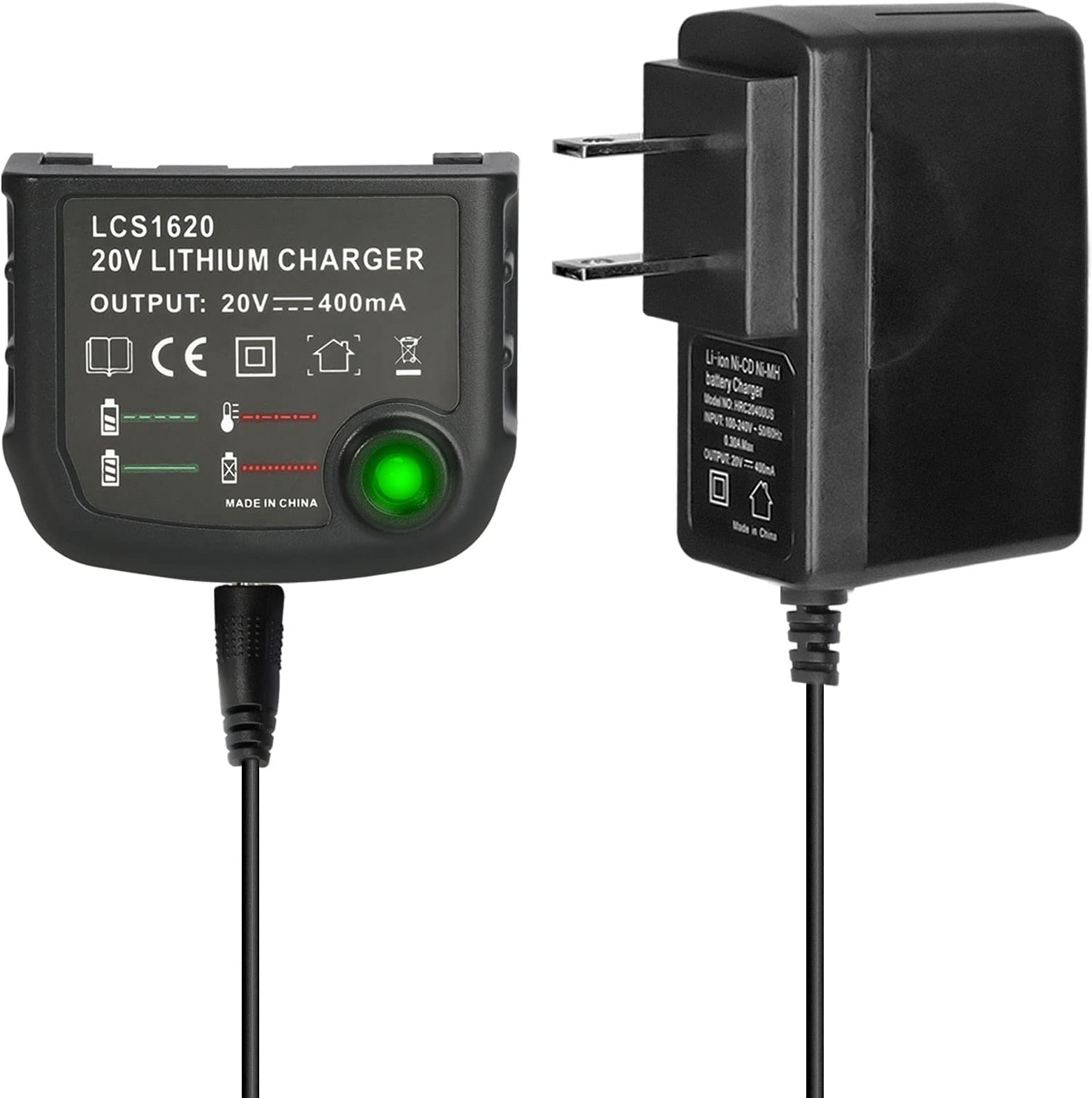 KUNLUN 20V Lithium Battery Charger Compatible for Black & Decker 20V Lithium Battery LBXR20 LBXR20B LBXR20-OPE LB20 LBX20 LBX4020 LB2X4020 LBXR2020-OPE LST220 Charger