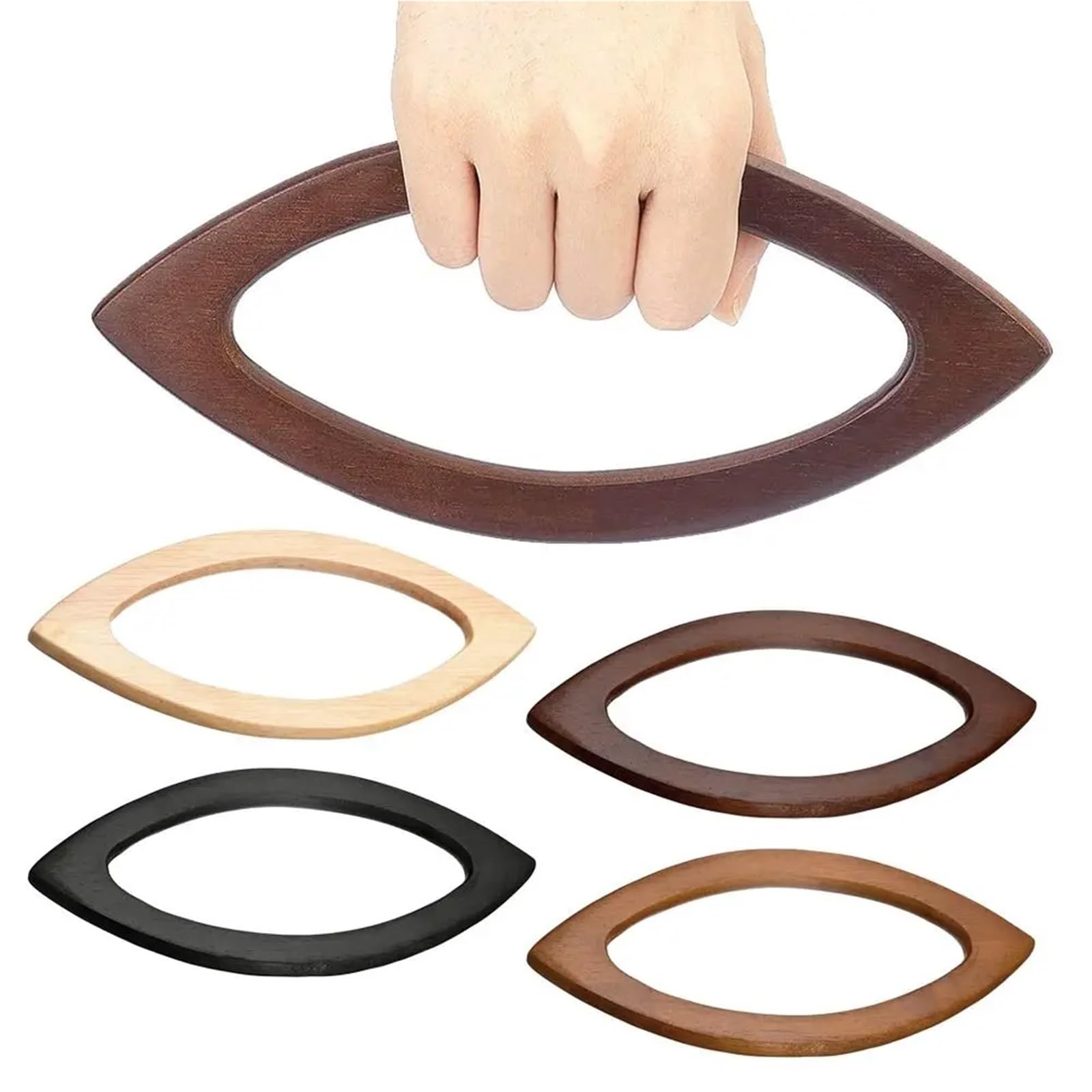 MRKU Asa de Madera para Bolso, Accesorios para Bolsos, Manualidades, Bricolaje, 4 Piezas de Repuesto de Madera Maciza, Correa clásica para Bolso, para Costura, Ganchillo, Cartera y proyectos.