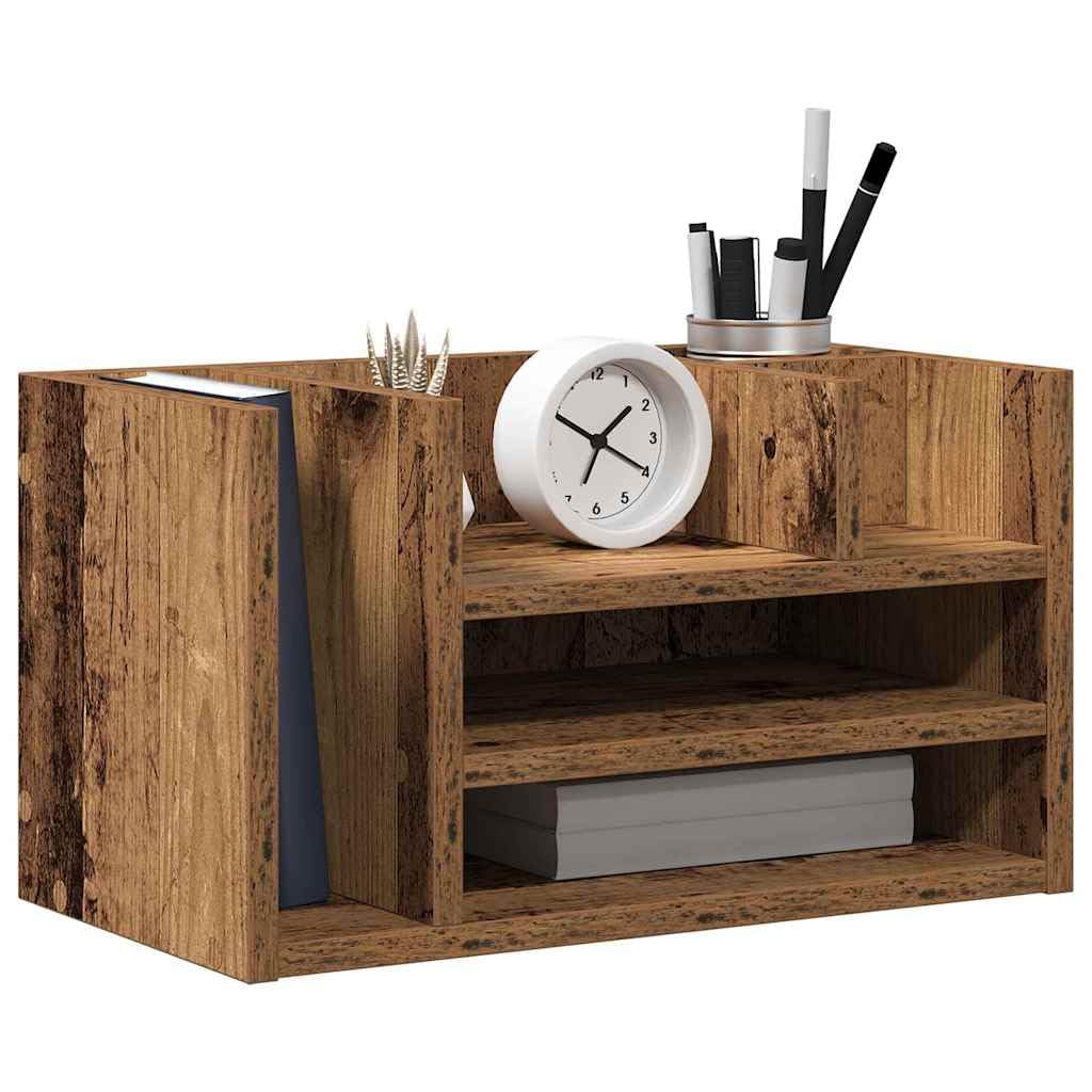 vidaXL Desk Organiser Artisan oak 44.5 x 24 x 25 cm Engineered wood, Rustic Desk Organizer, Rectangular Office Supplies, Workspace, Compact Storage, Efficient Workstation Accessories